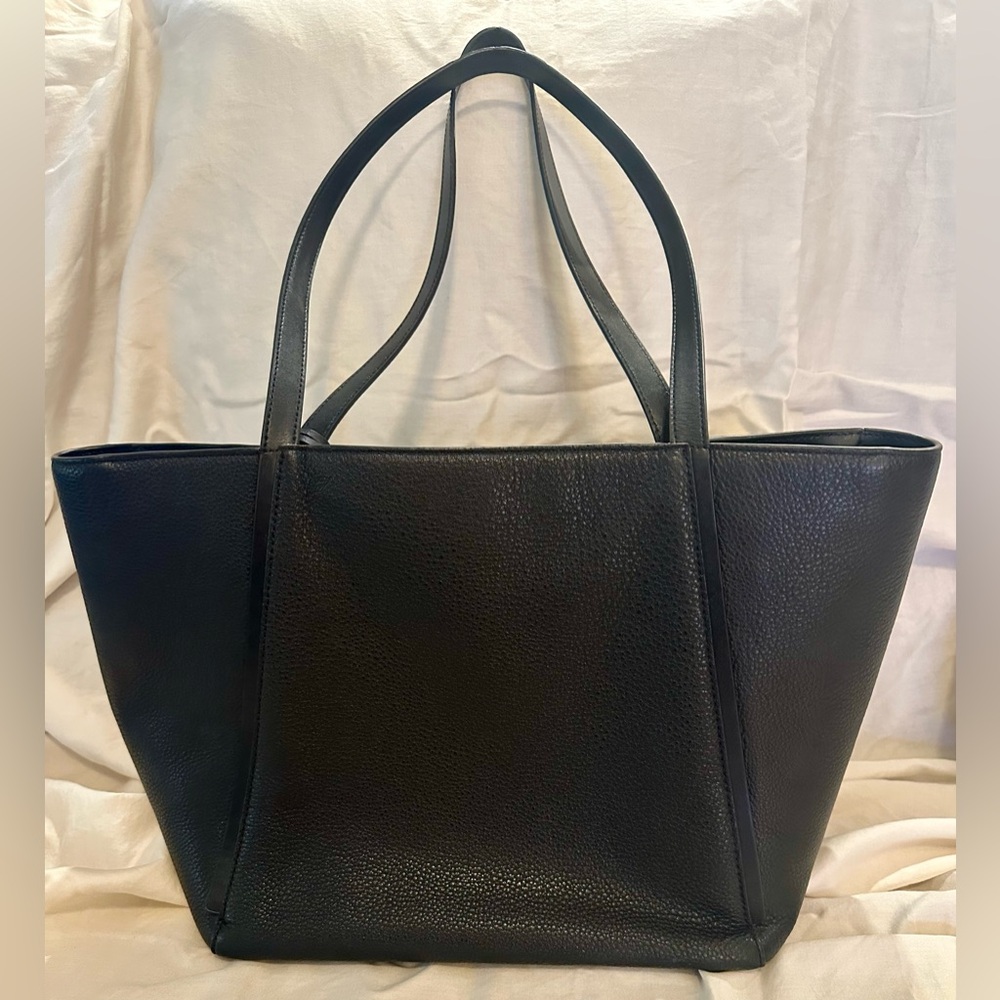Michael Kors Black Pebbled Leather Tote with Signature Tag - Picture 2 of 10